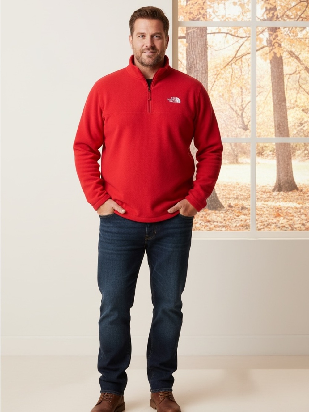 The North Face Men’s Bright Red Half-Zip Fleece Pullover